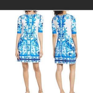 Eliza J blue and white floral dress with zipper in the back. Never worn NWT